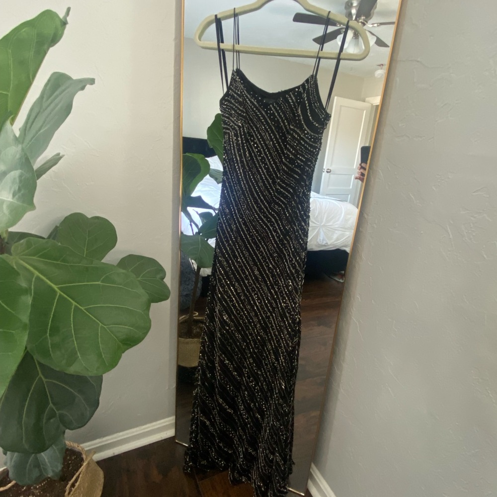 Adrianna Papelle Beaded Black Gown Size 0